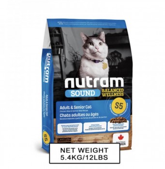 Nutram (S5) 雞肉、三文魚及扁碗豆配方 成貓糧 5.4kg