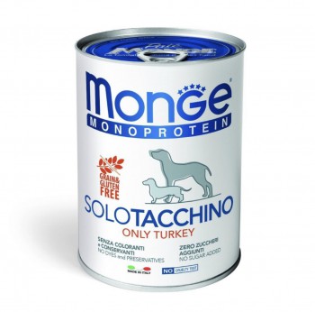 Monge 頂級意大利系列無穀物肉醬狗罐頭～100%火雞肉